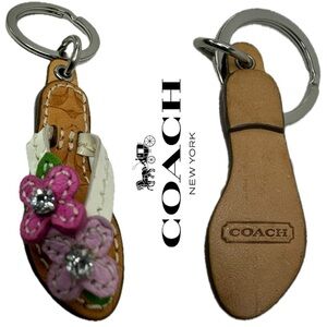 Coach Vintage Floral Flower Leather Flip-Flop Sandal Fob Charm Keychain